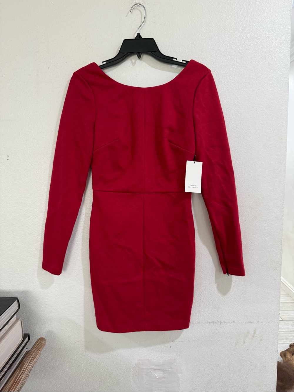 NWT Robert Rodriguez Red Long Sleeve Scoop Neck Sheath Dress Size 6